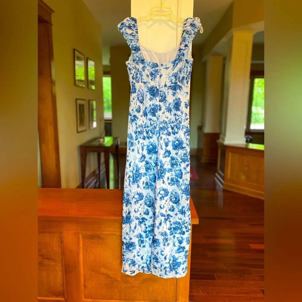 Abercrombie & Fitch Medium Tall Blue and White Floral Maxi Dress Wedding.